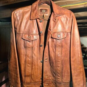 Ag Adriano Goldschmied Men's Tan Leather Jacket
